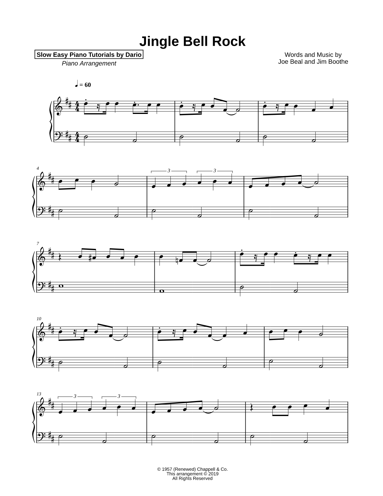 Jingle Bell Rock [Slow Easy Piano Tutorial]