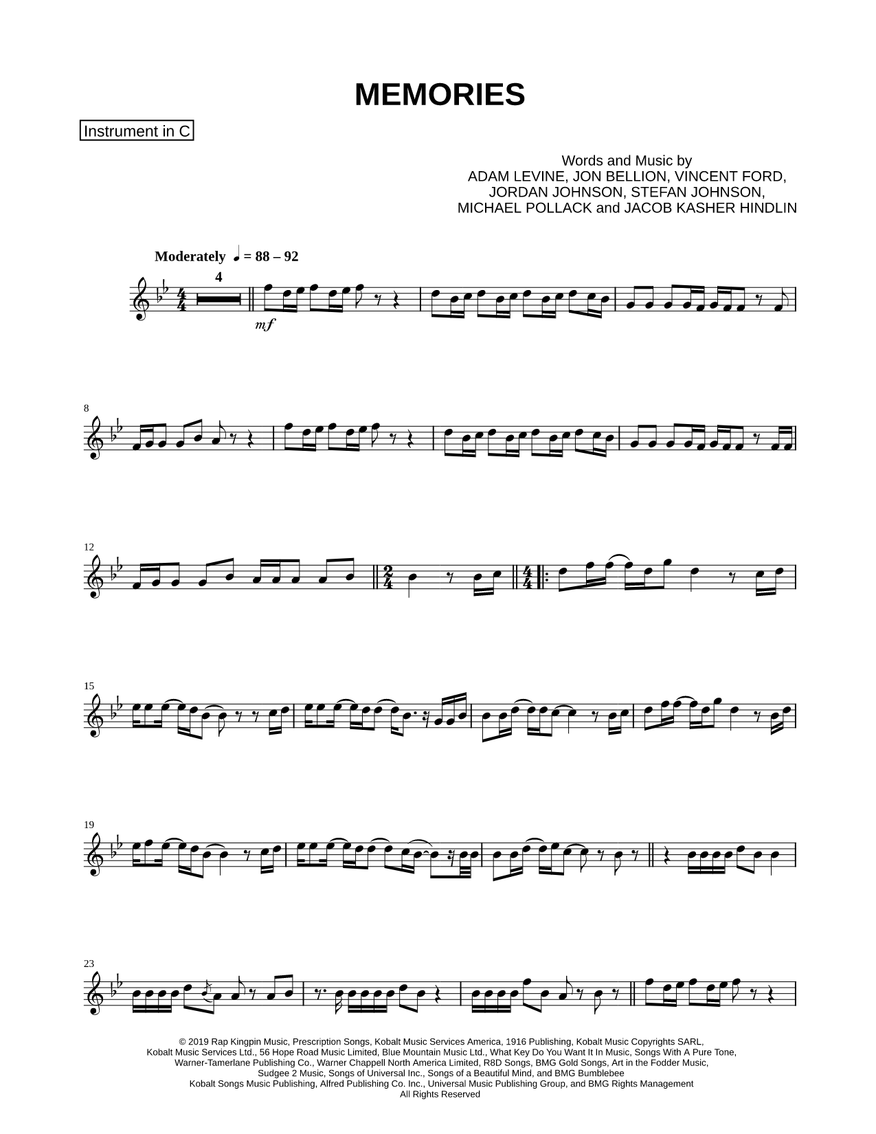 Memories - C Instrument