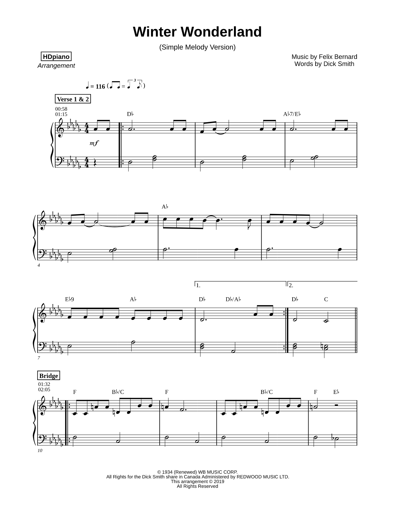 Winter Wonderland [simple melody version]
