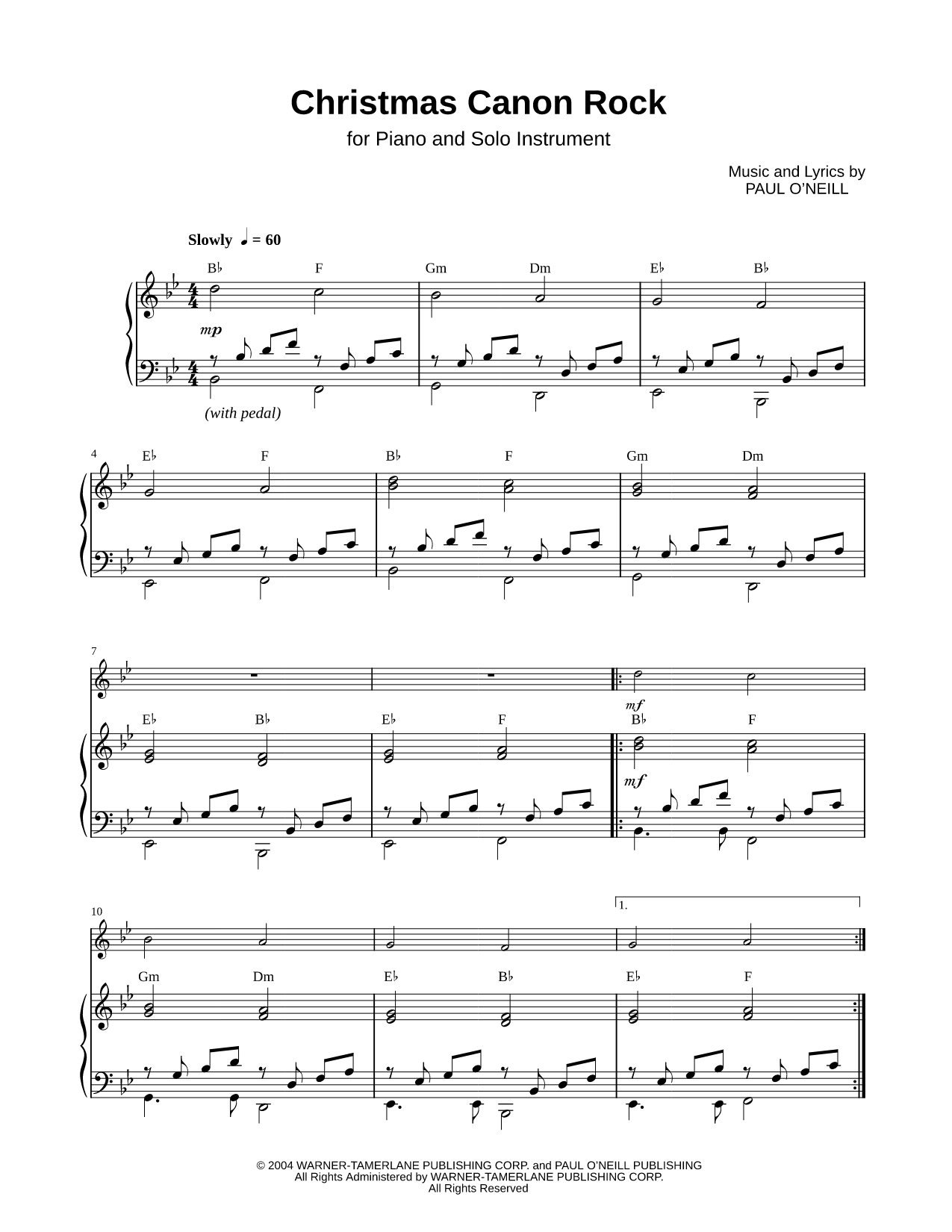 Christmas Canon Rock - Piano Accompaniment