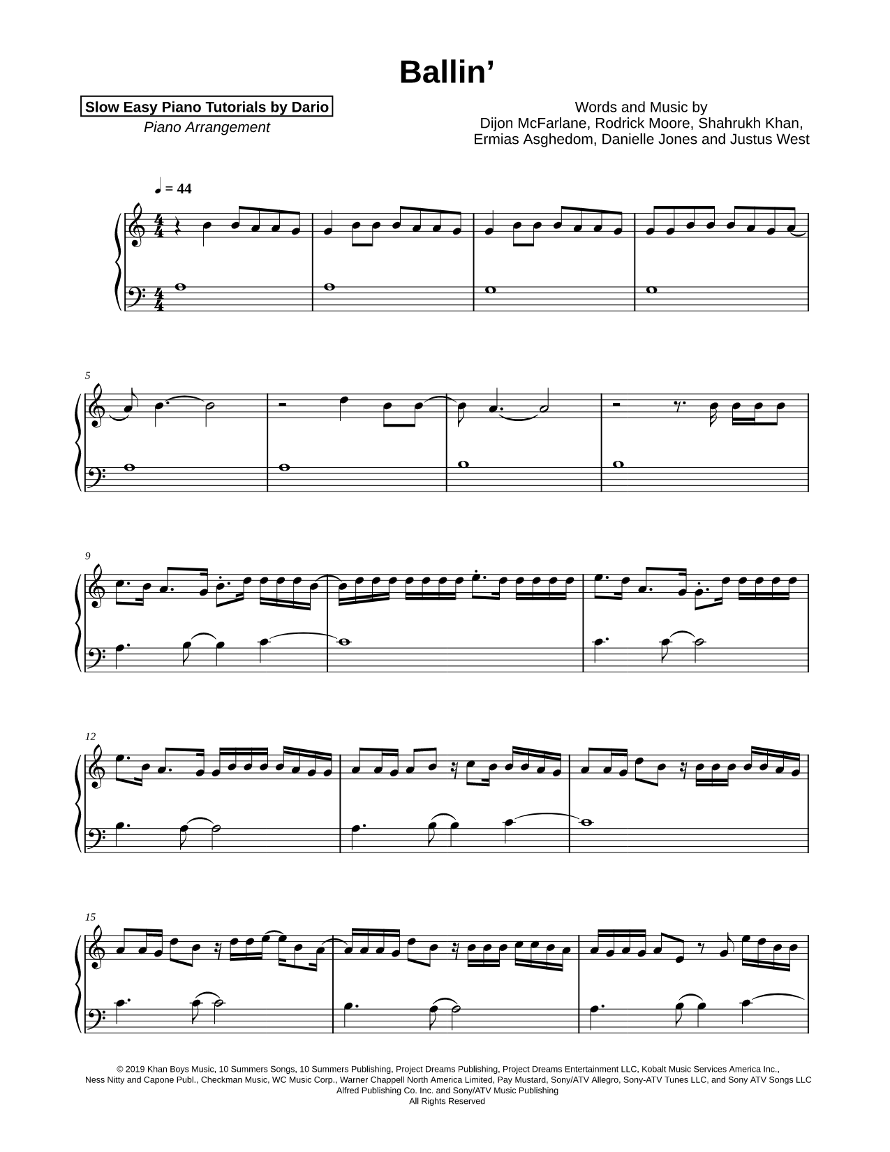 Ballin' [Slow Easy Piano Tutorial]