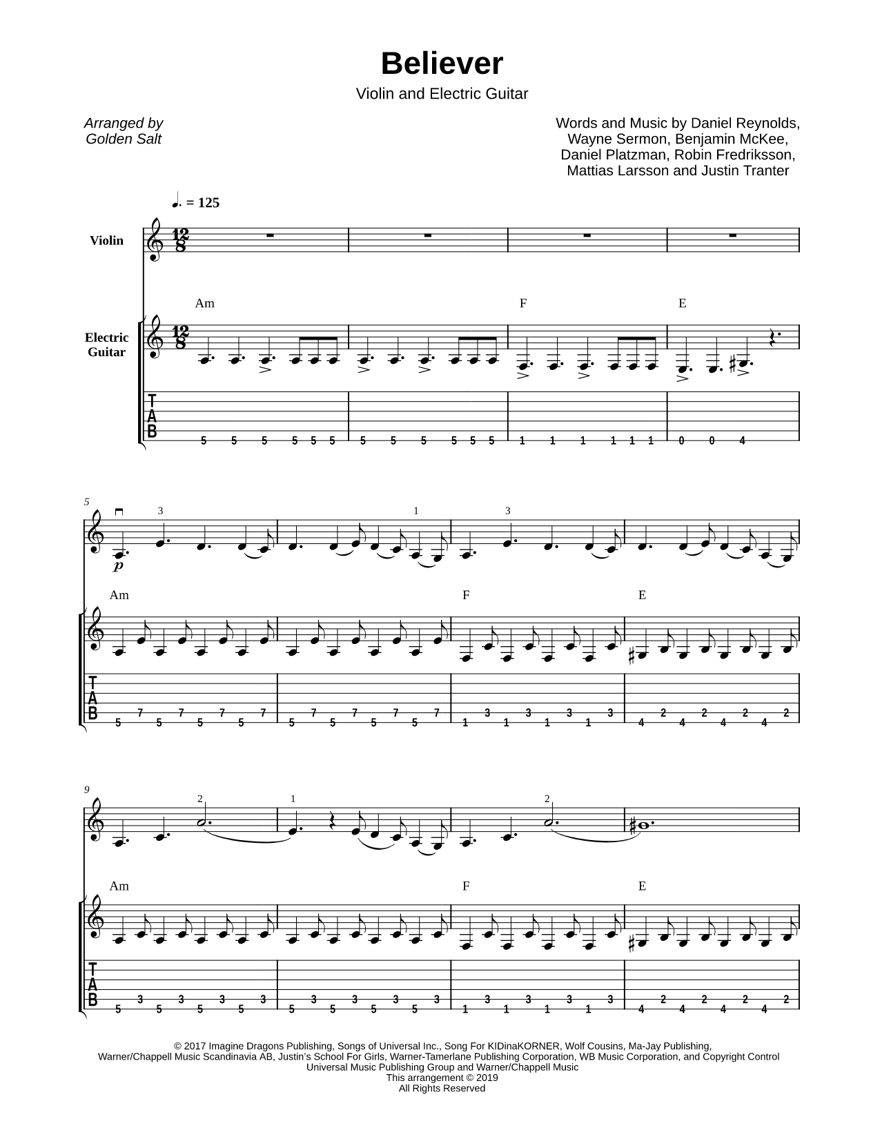 Believer - Violin & Guitar