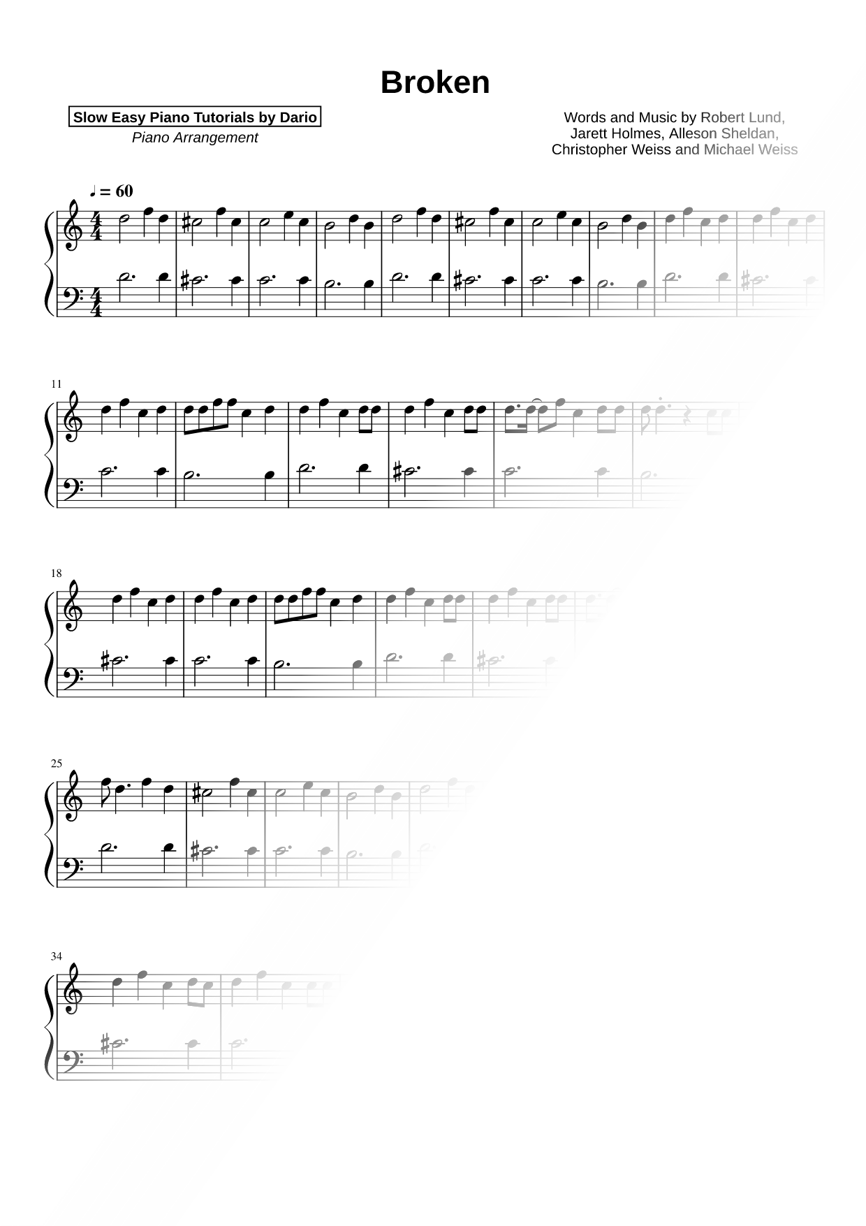 Broken [Slow Easy Piano Tutorial]