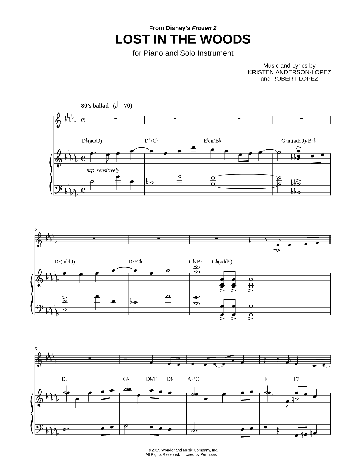 Lost in the Woods - Piano Accompaniment