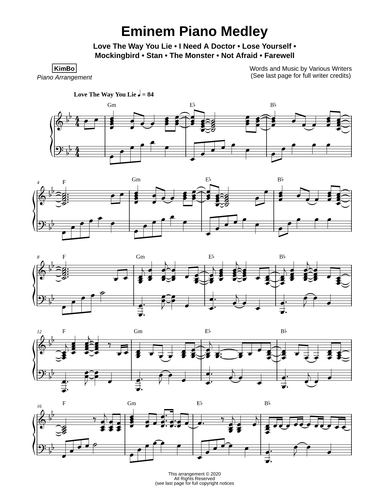 Eminem Piano Medley