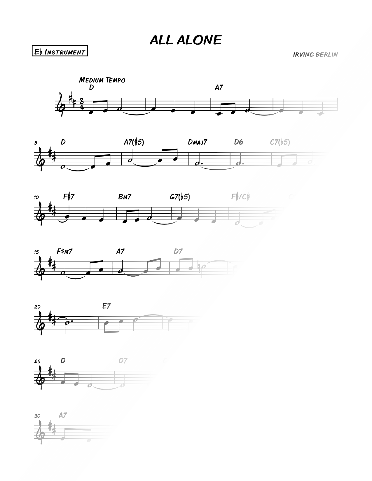 All Alone - Eb Instrument