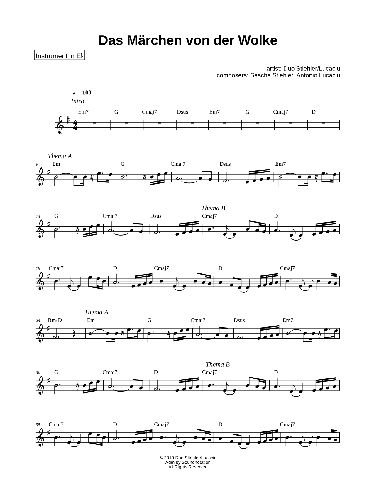 Das Märchen von der Wolke - Eb Instrument