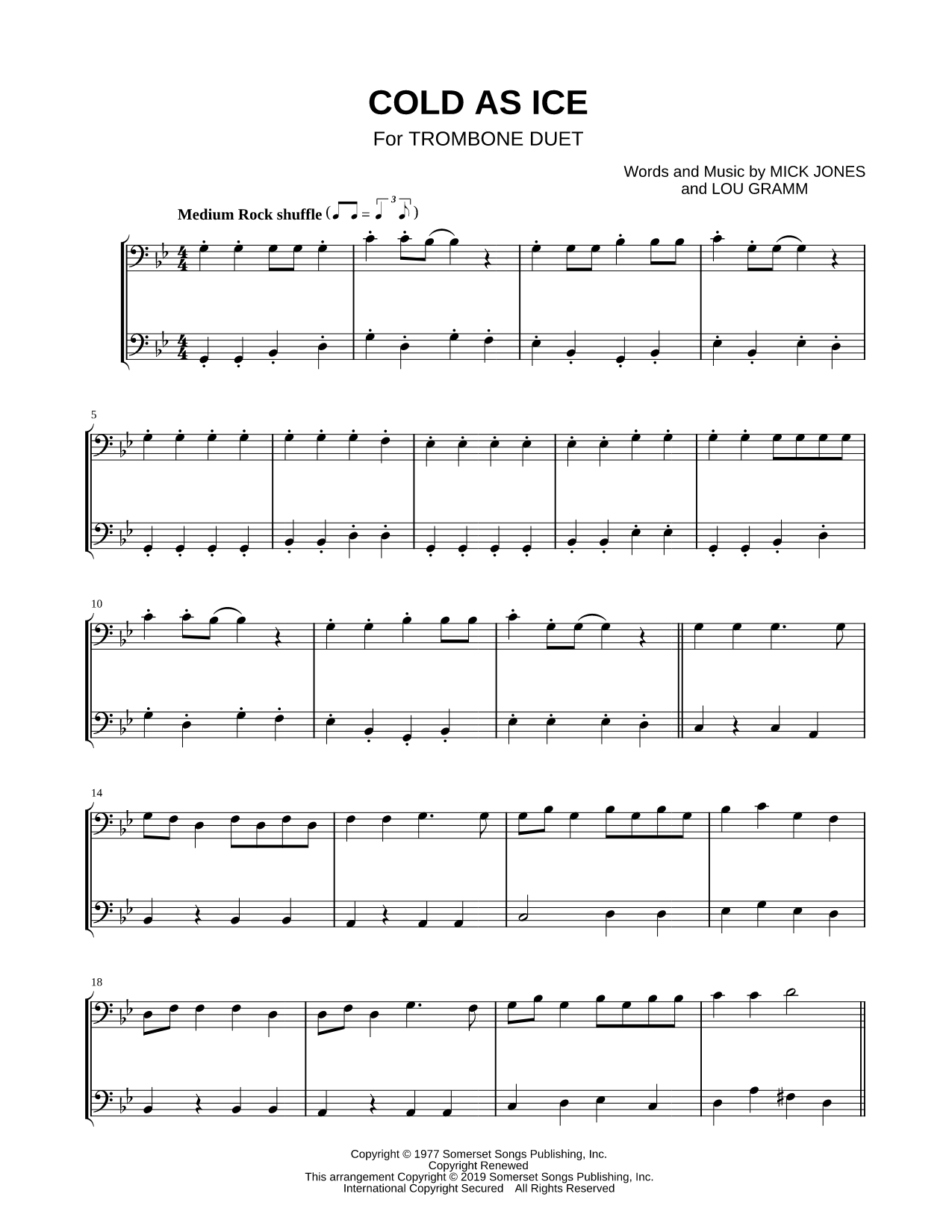 Cold as Ice - Trombone Duet