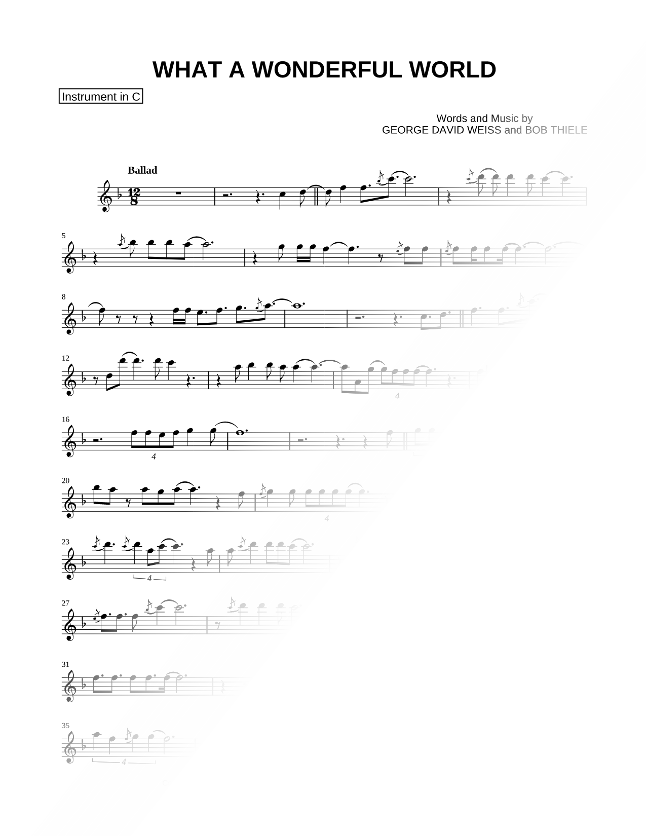 What a Wonderful World - C Instrument
