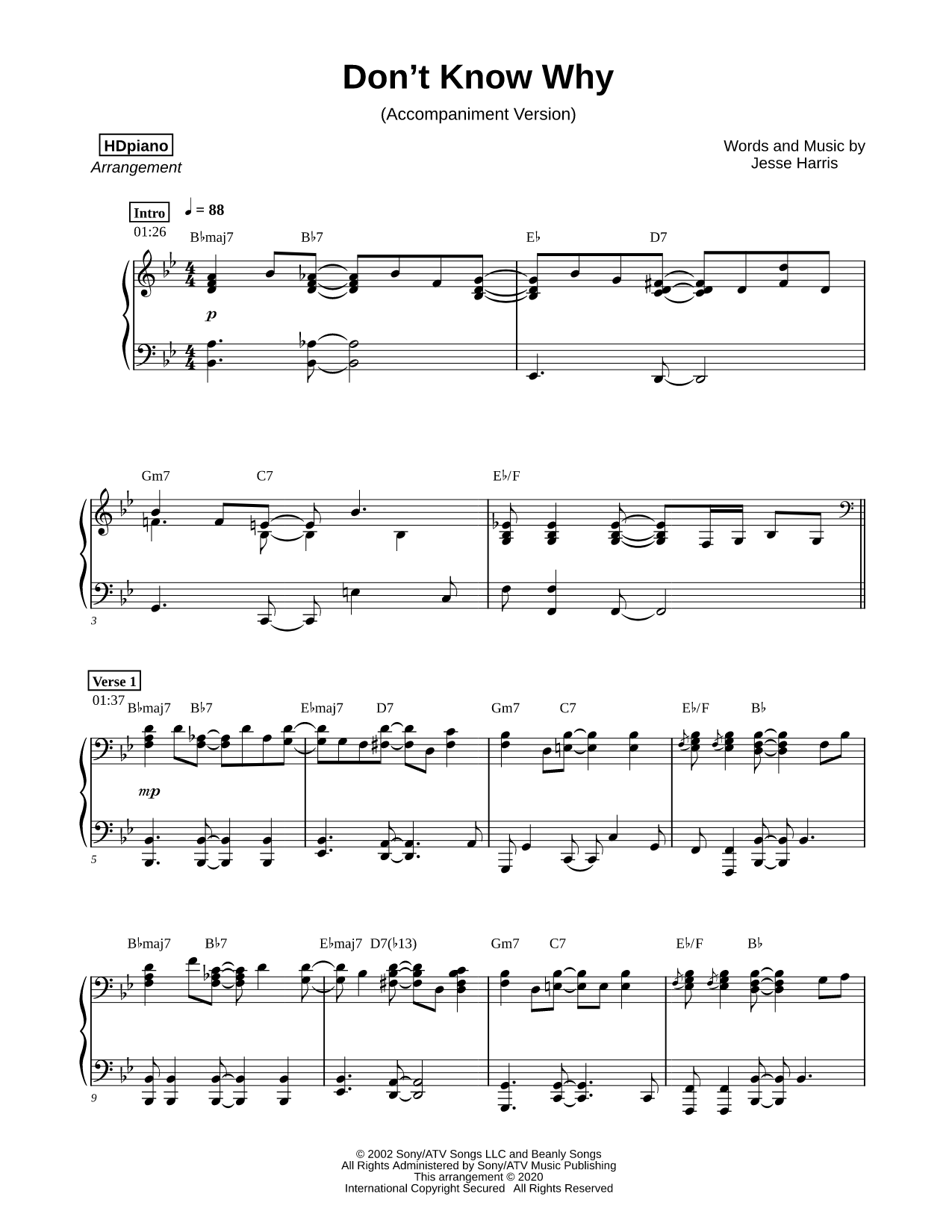 Don't Know Why [accompaniment version]