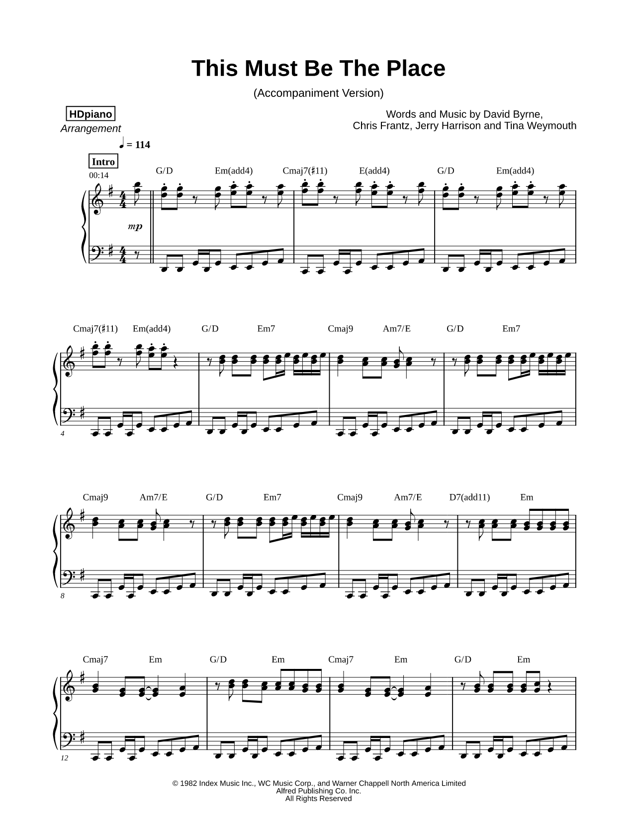 This Must Be the Place [accompaniment version]