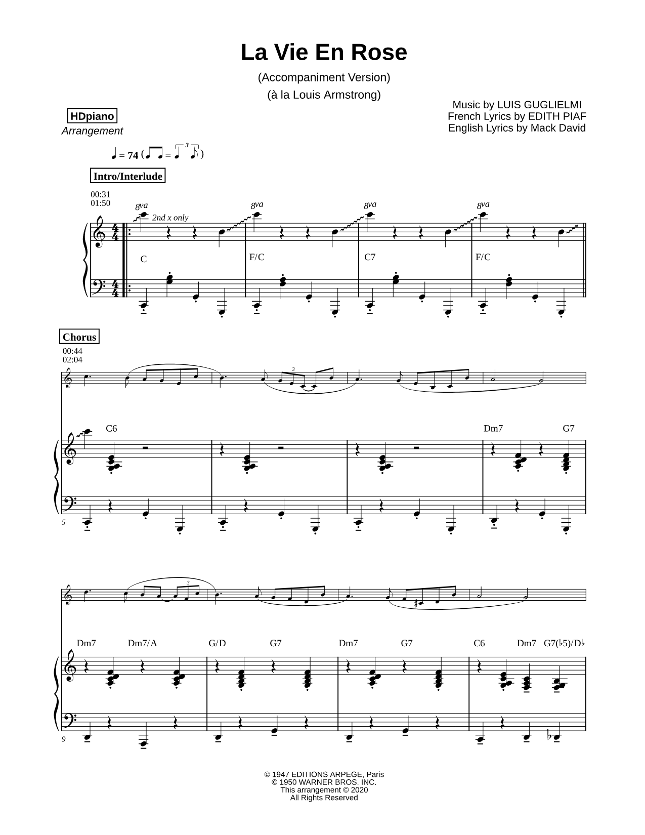 La Vie en rose [accompaniment version]