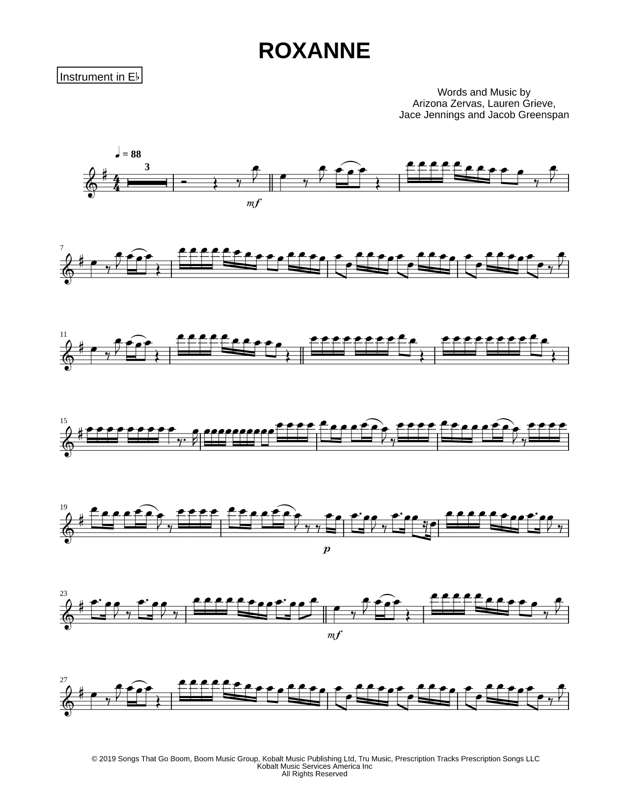 ROXANNE - Eb Instrument