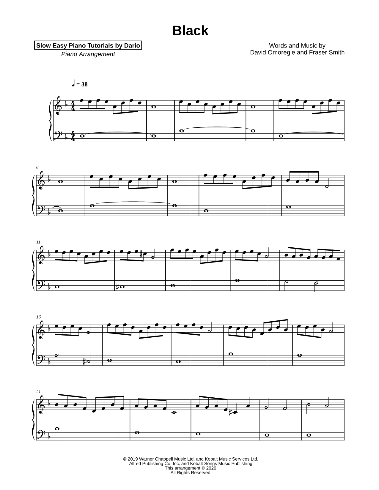 Black [Slow Easy Piano Tutorial]