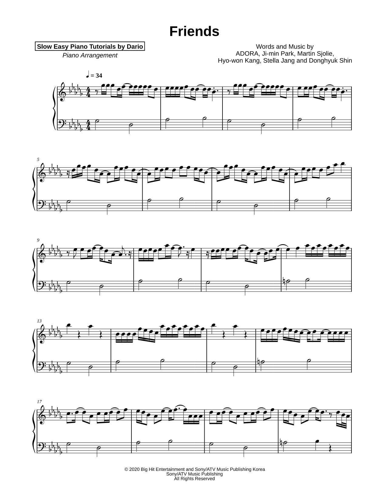 Friends [Slow Easy Piano Tutorial]