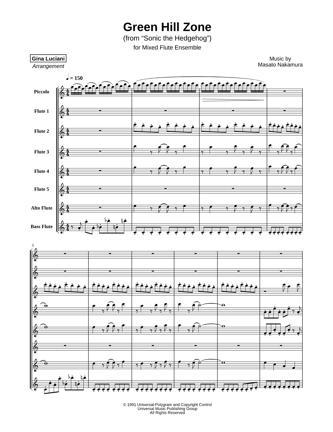 Green Hill Zone (from Sonic the Hedgehog) - Mixed Flute Ensemble