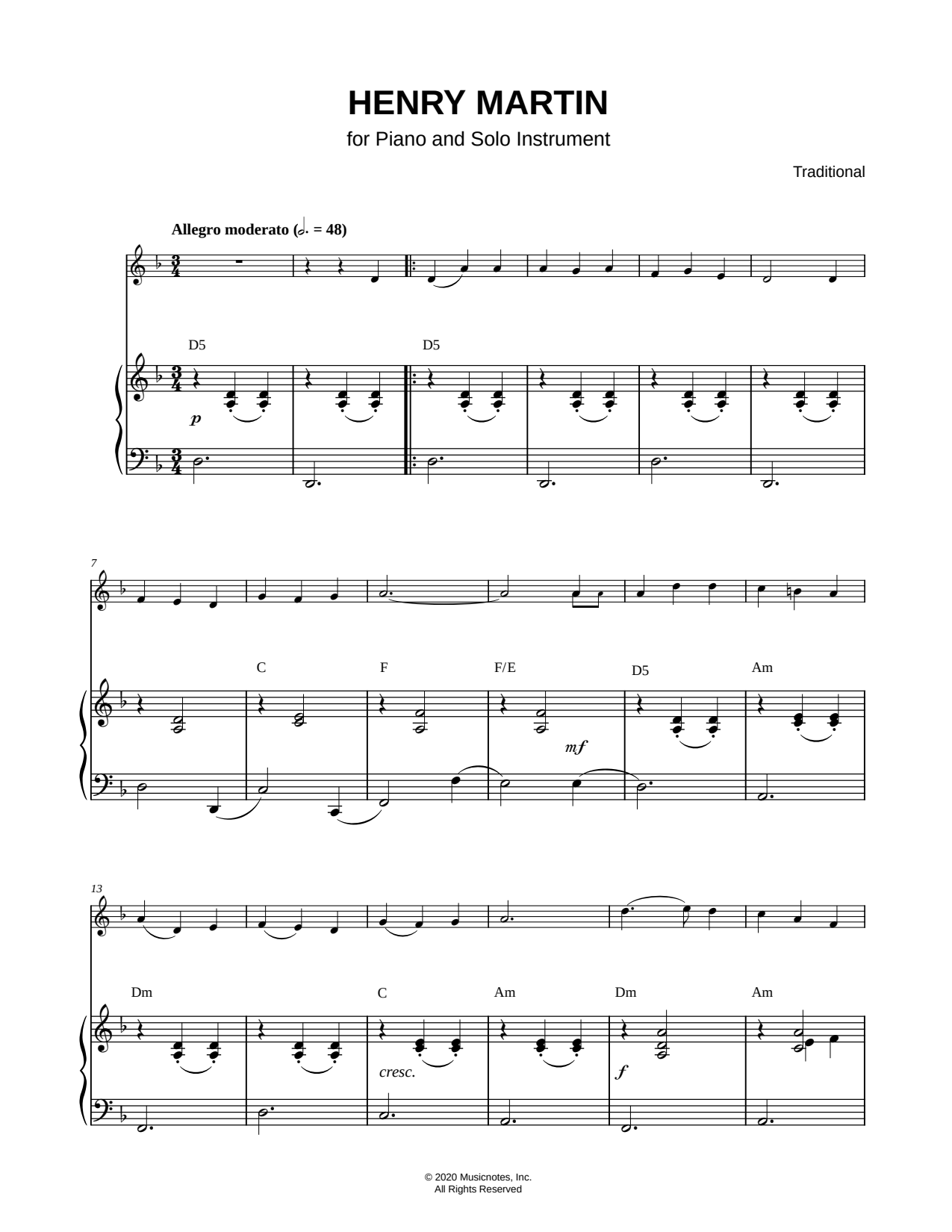 Henry Martin - Piano Accompaniment