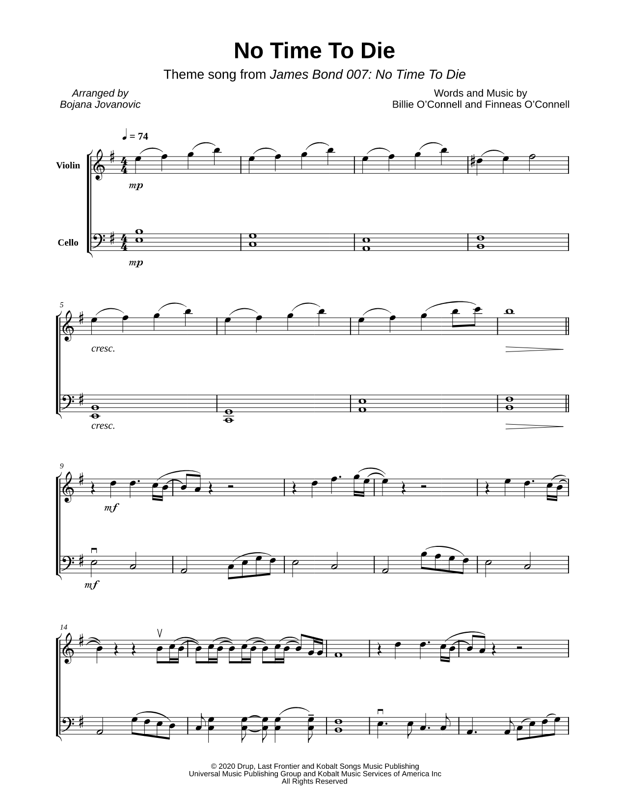 No Time to Die - Violin & Cello