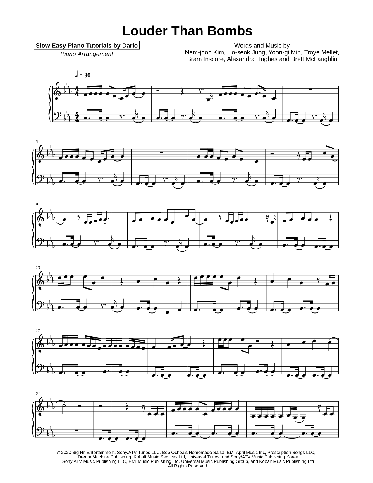 Louder Than Bombs [Slow Easy Piano Tutorial]
