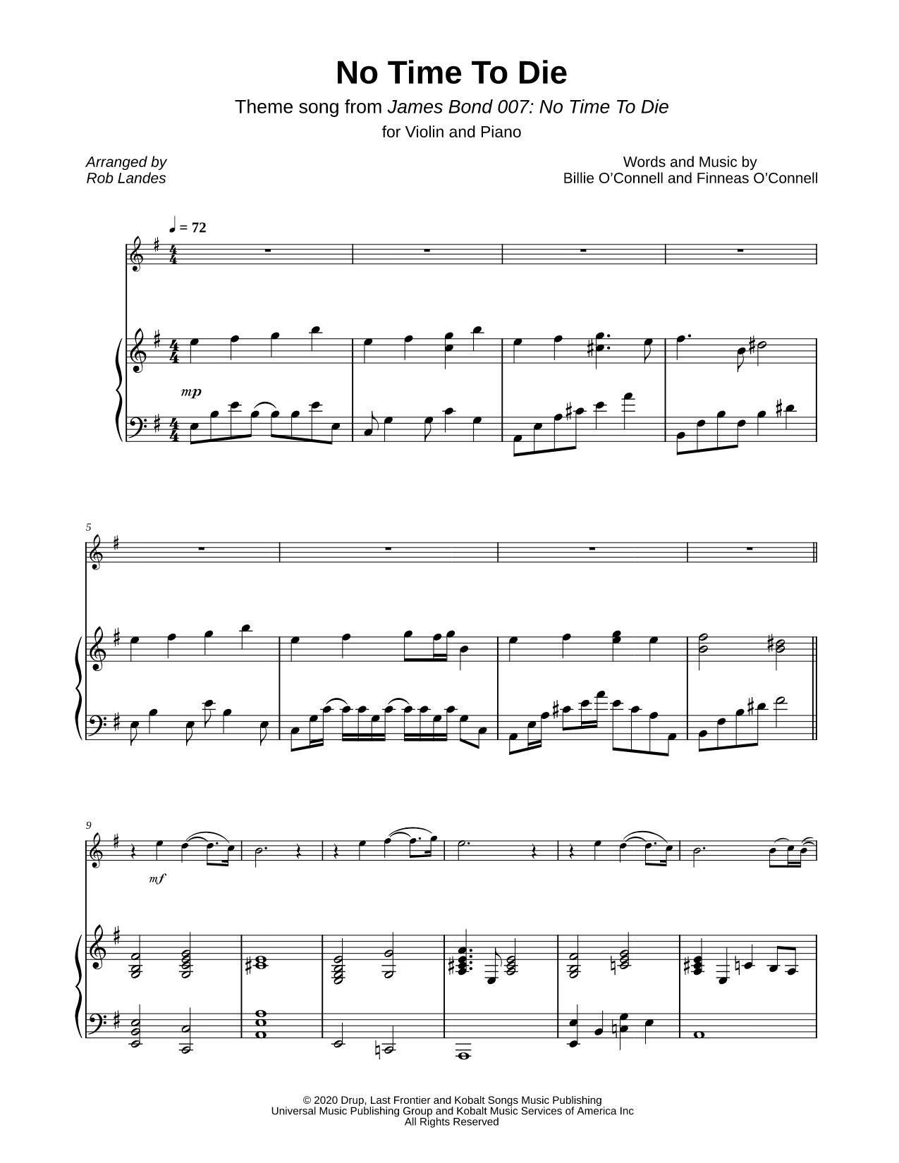 No Time to Die - Violin & Piano