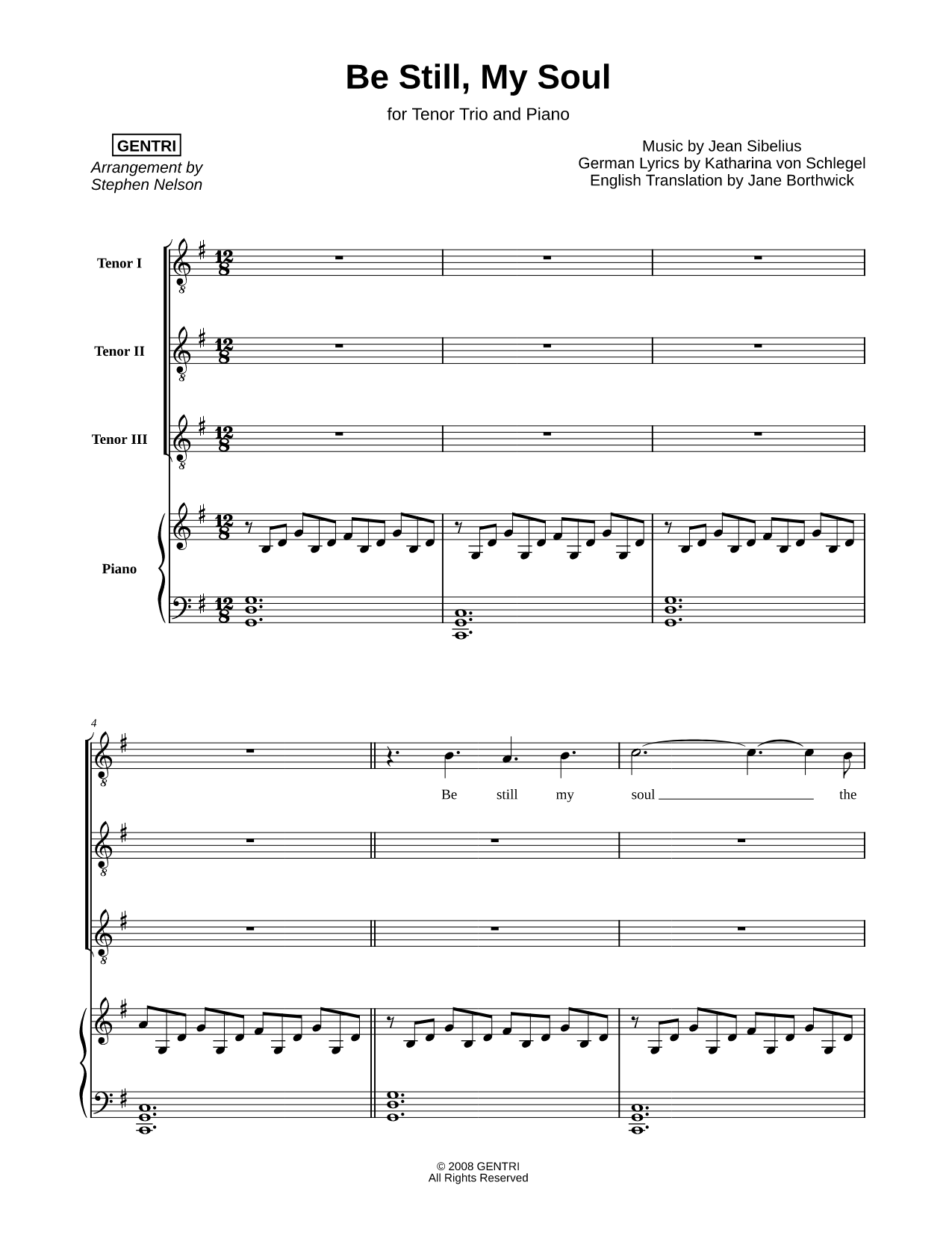Be Still, My Soul - Tenor Trio & Piano