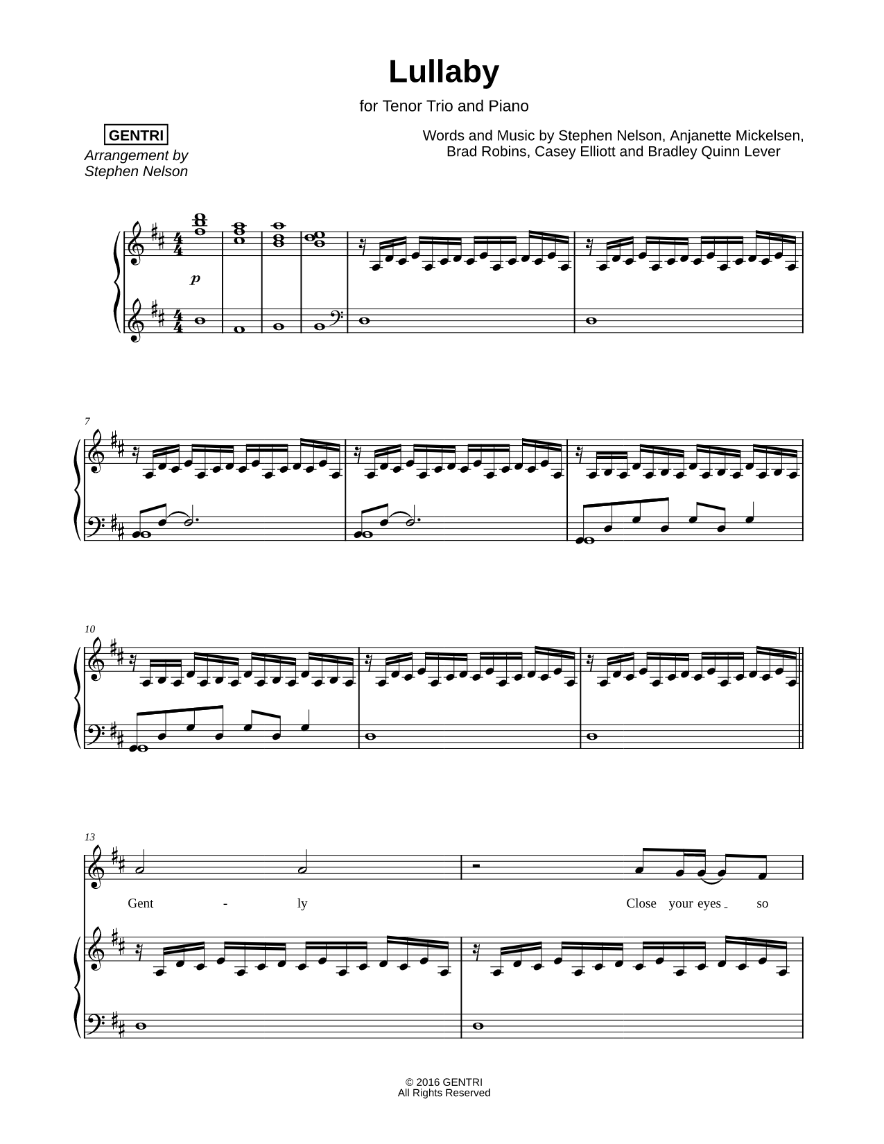 Lullaby - Tenor Trio & Piano