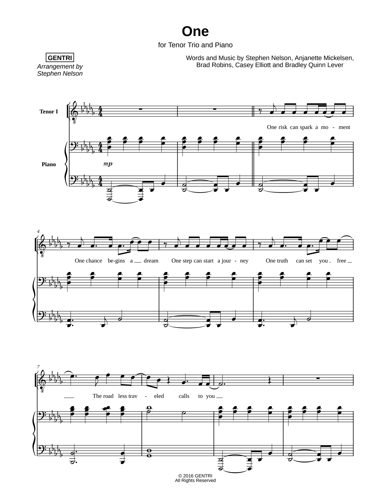 One - Tenor Trio & Piano