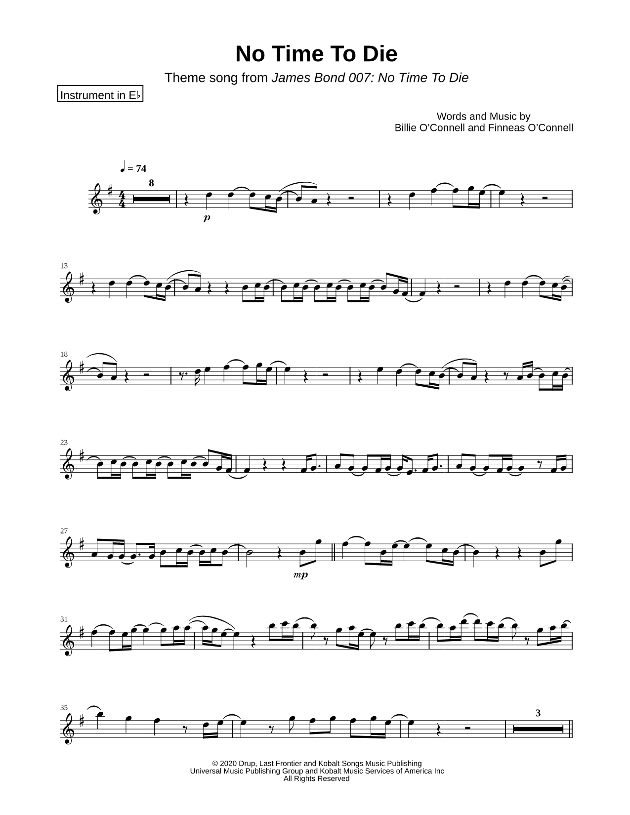 No Time to Die - Eb Instrument
