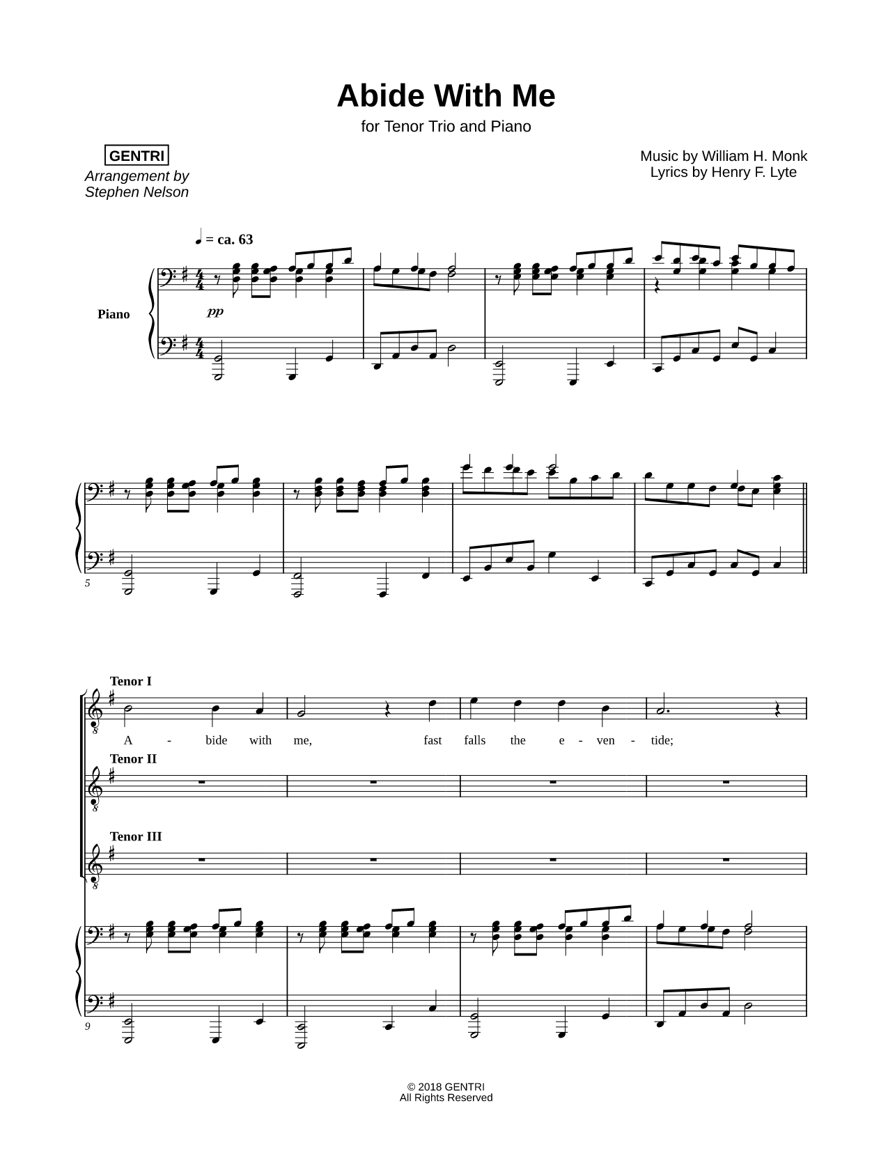 Abide with Me - Tenor Trio & Piano