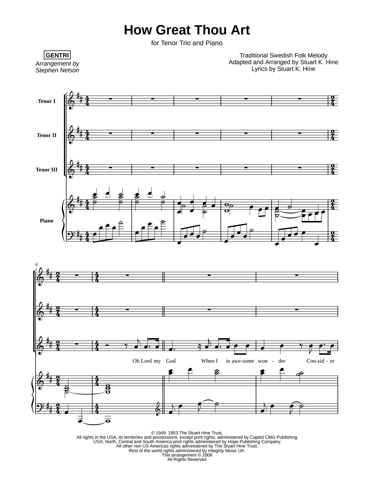 How Great Thou Art - Tenor Trio & Piano