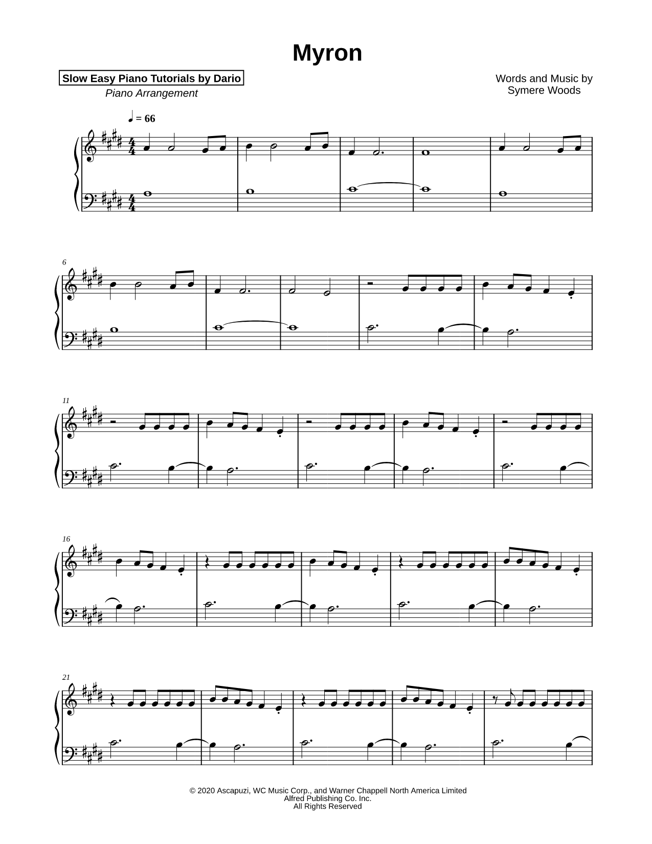 Myron [Slow Easy Piano Tutorial]