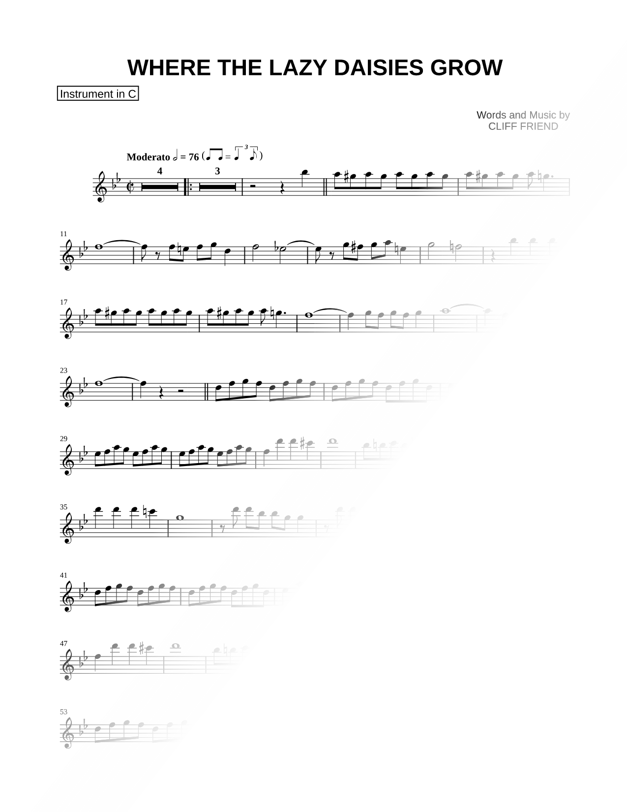 Where the Lazy Daisies Grow - C Instrument