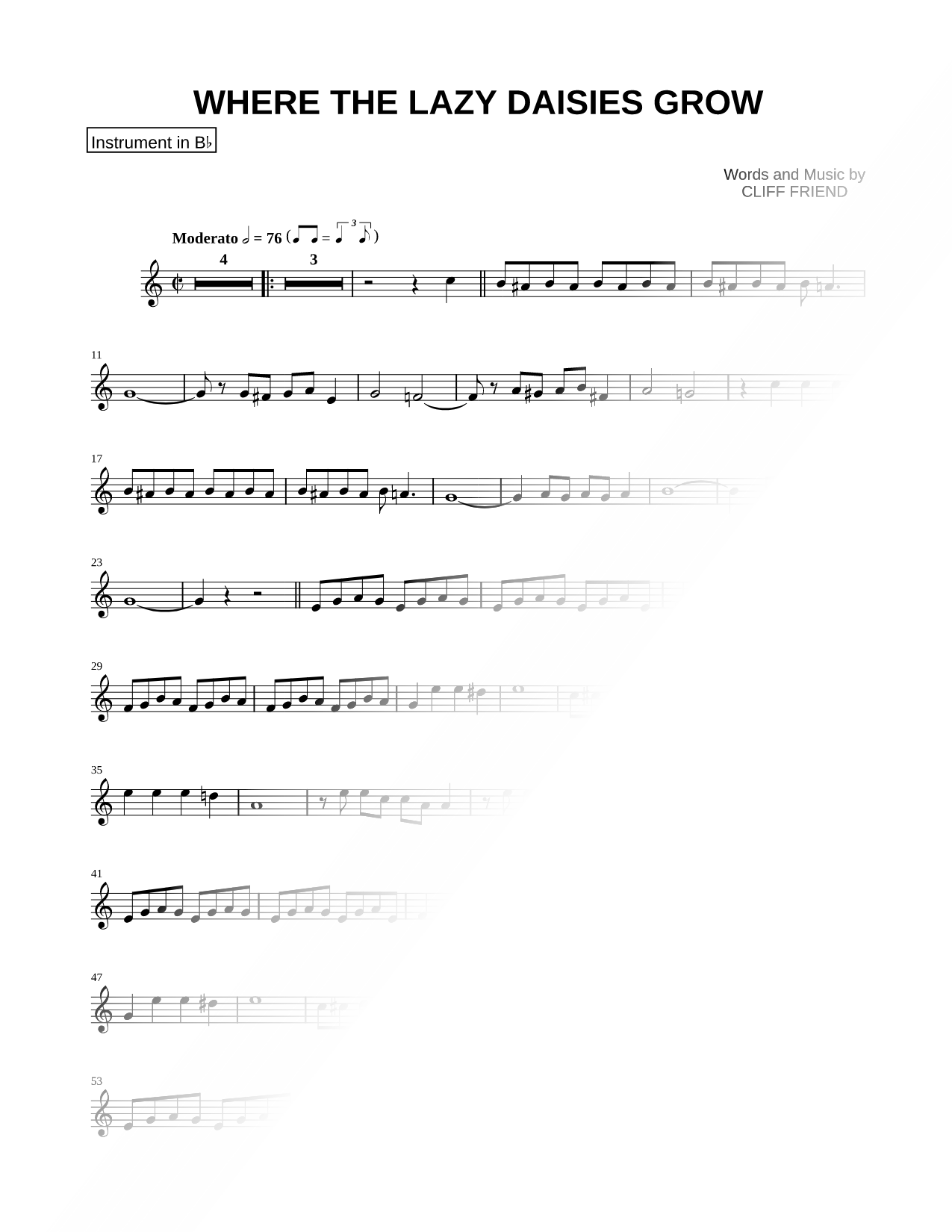 Where the Lazy Daisies Grow - Bb Instrument