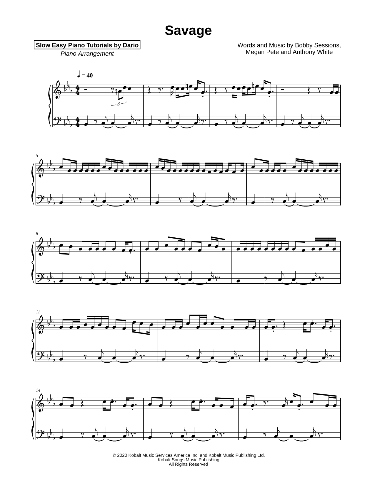 Savage [Slow Easy Piano Tutorial]
