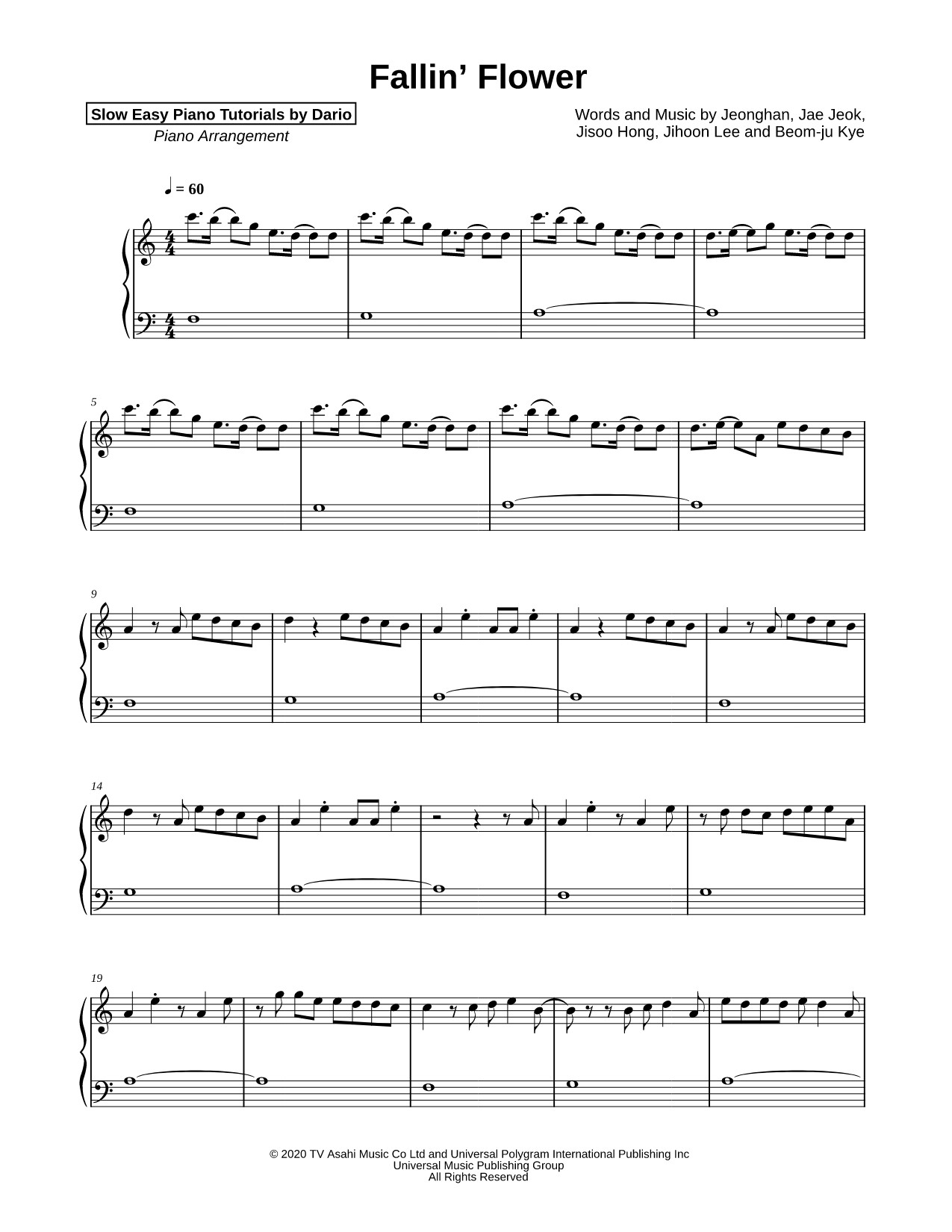 Fallin' Flower [Slow Easy Piano Tutorial]