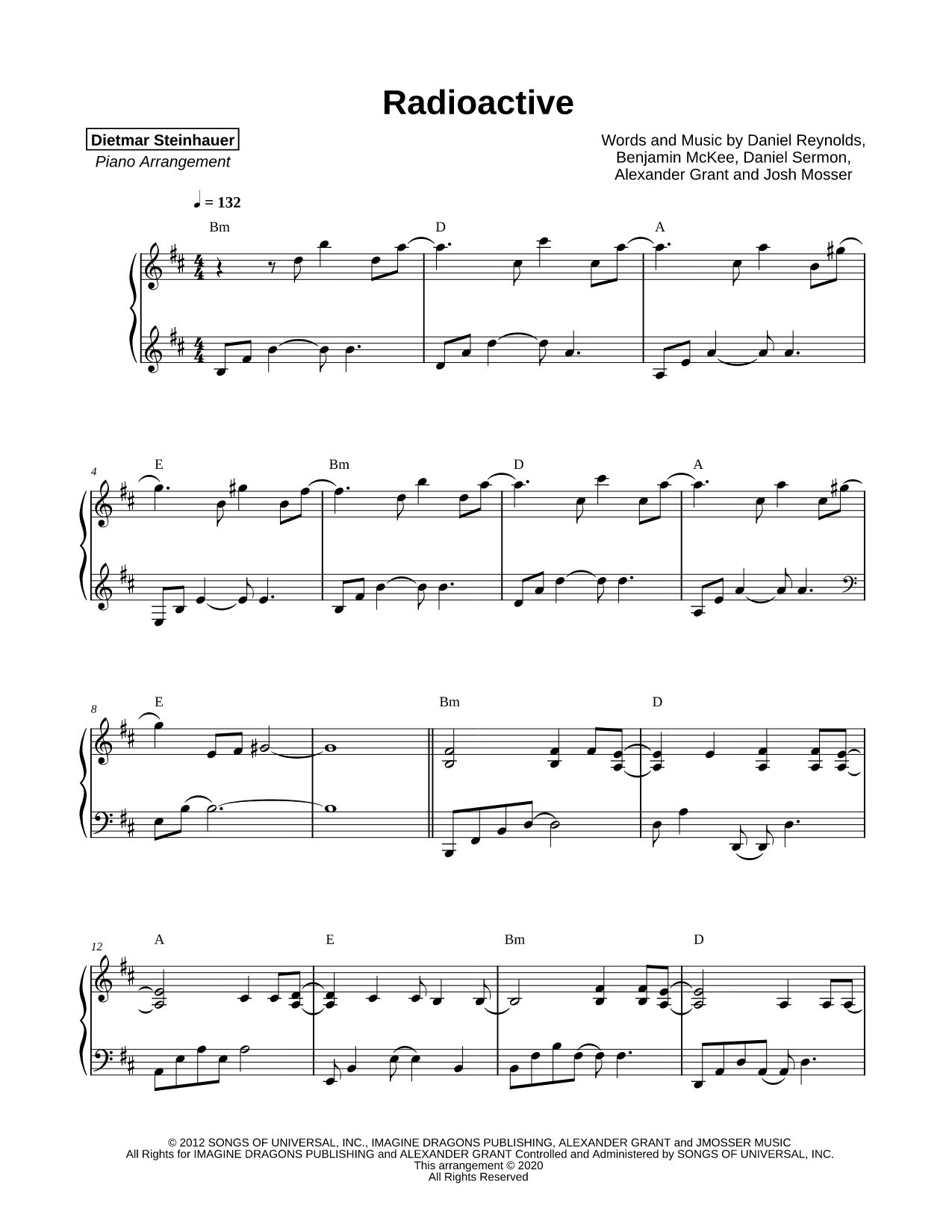 Radioactive Sheet Music — Piano Solo