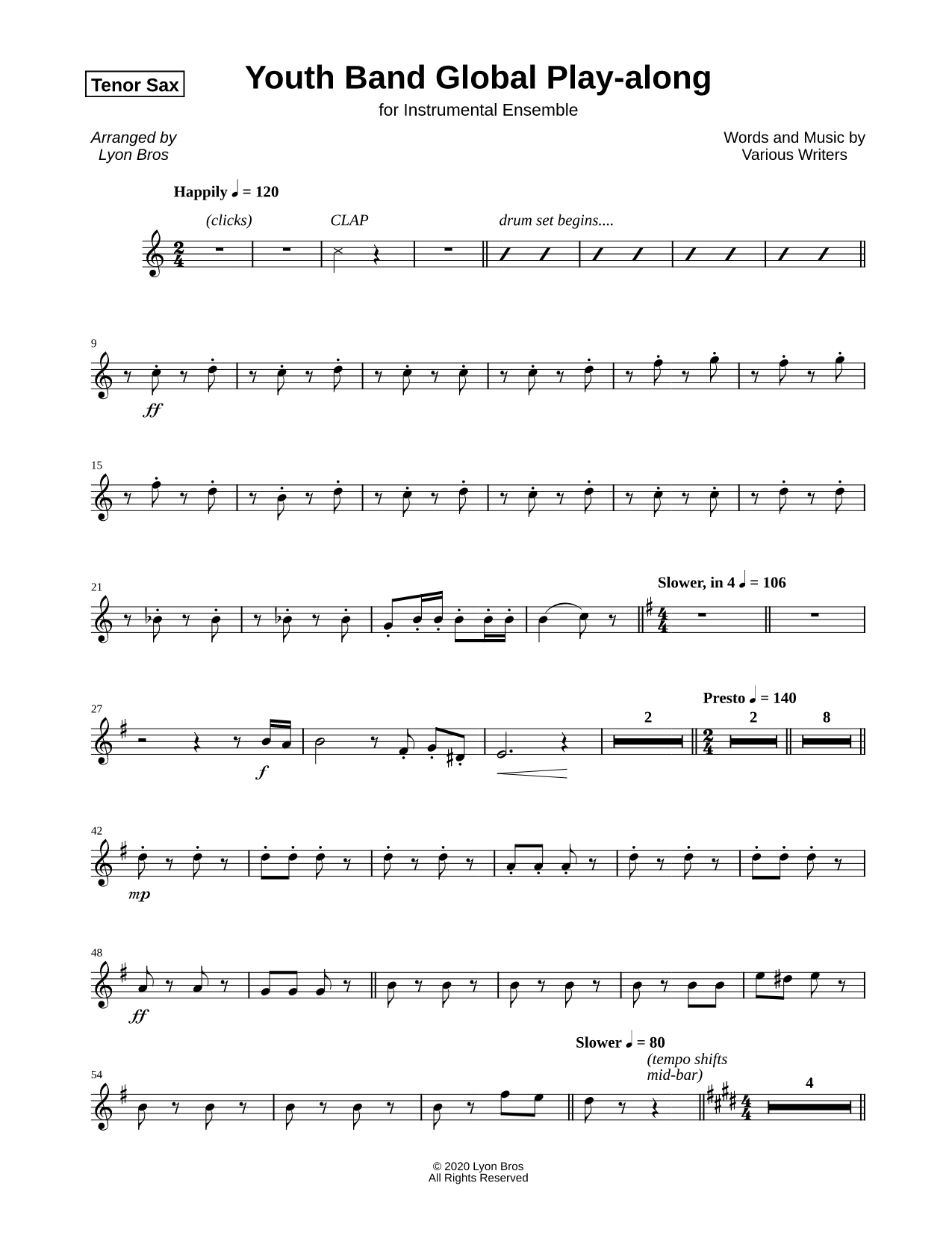 Youth Band Global Play-Along - Tenor Sax