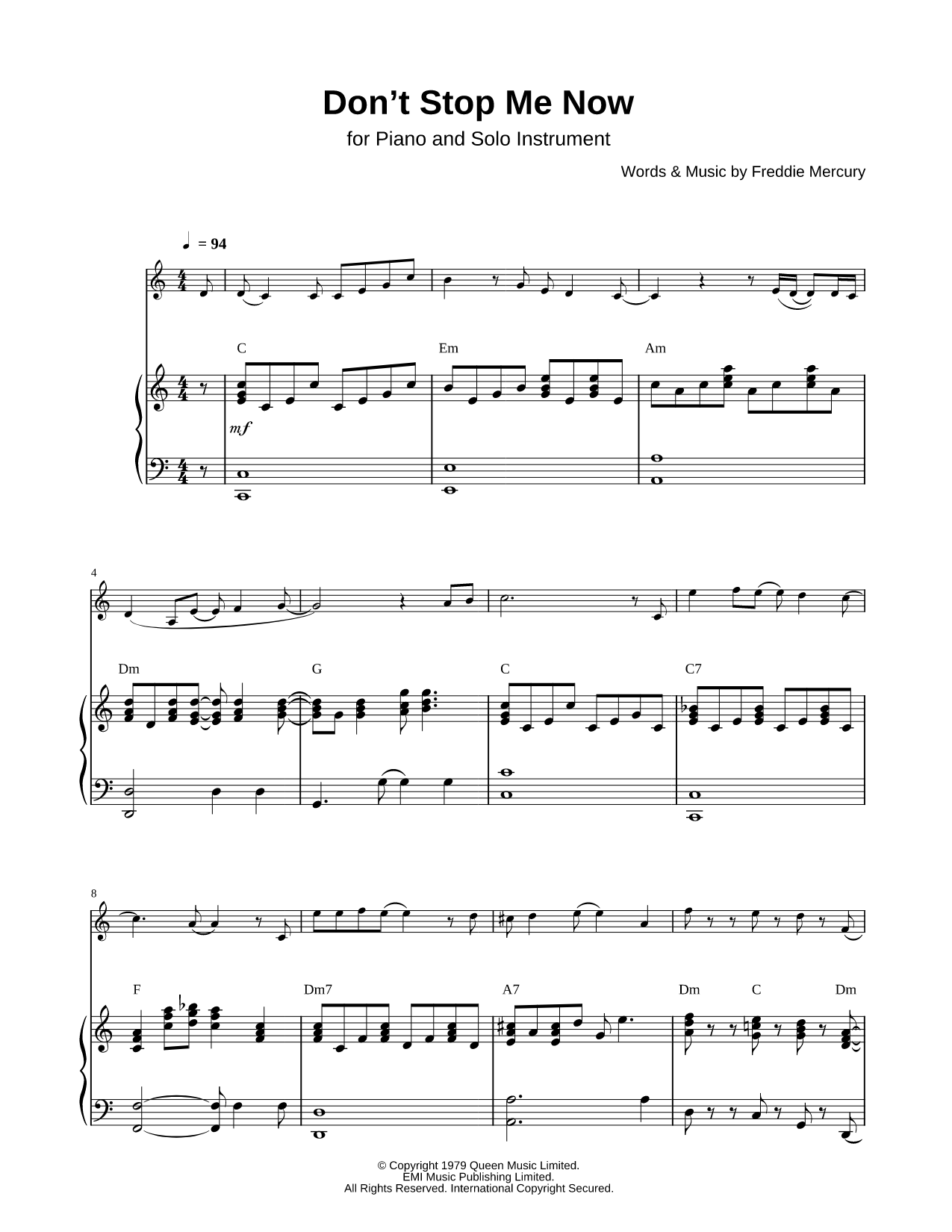 Don't Stop Me Now - Piano Accompaniment