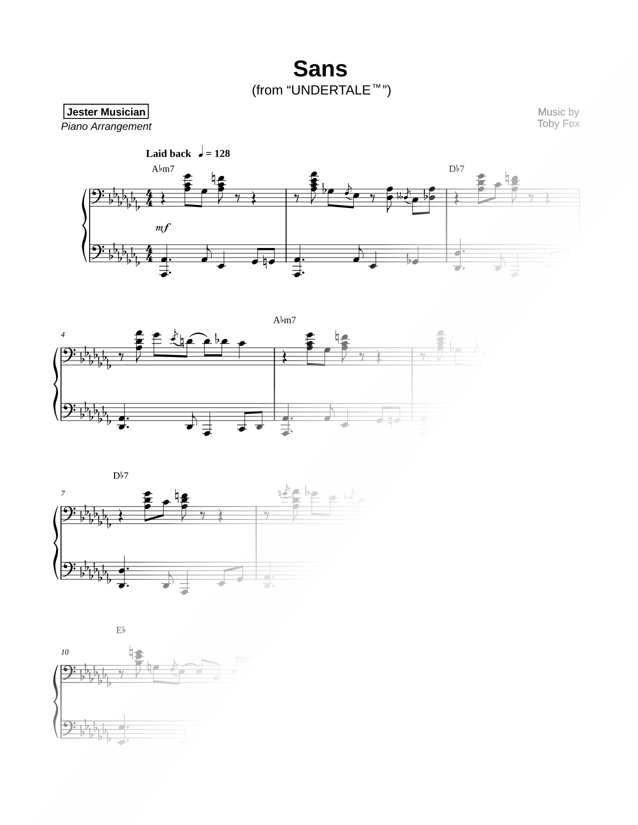 Sans Sheet Music — Piano Solo