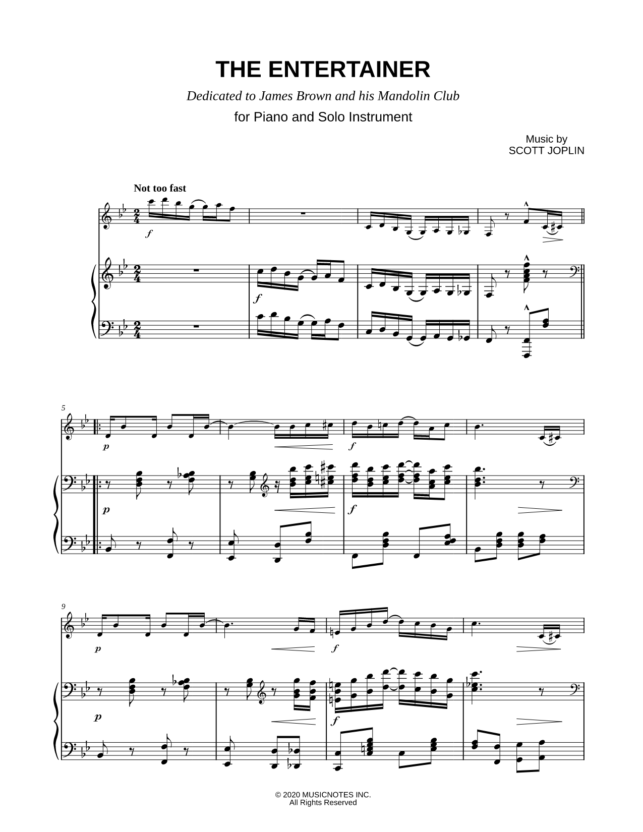 The Entertainer - Piano Accompaniment