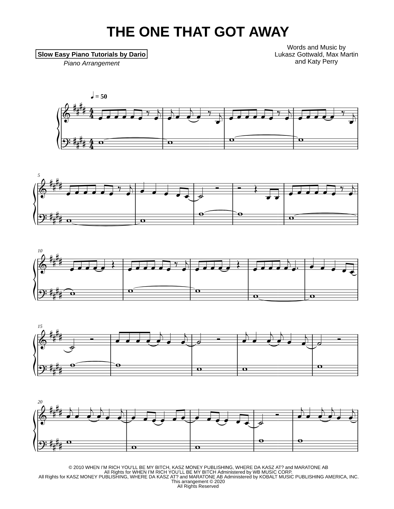 The One That Got Away [Slow Easy Piano Tutorial]