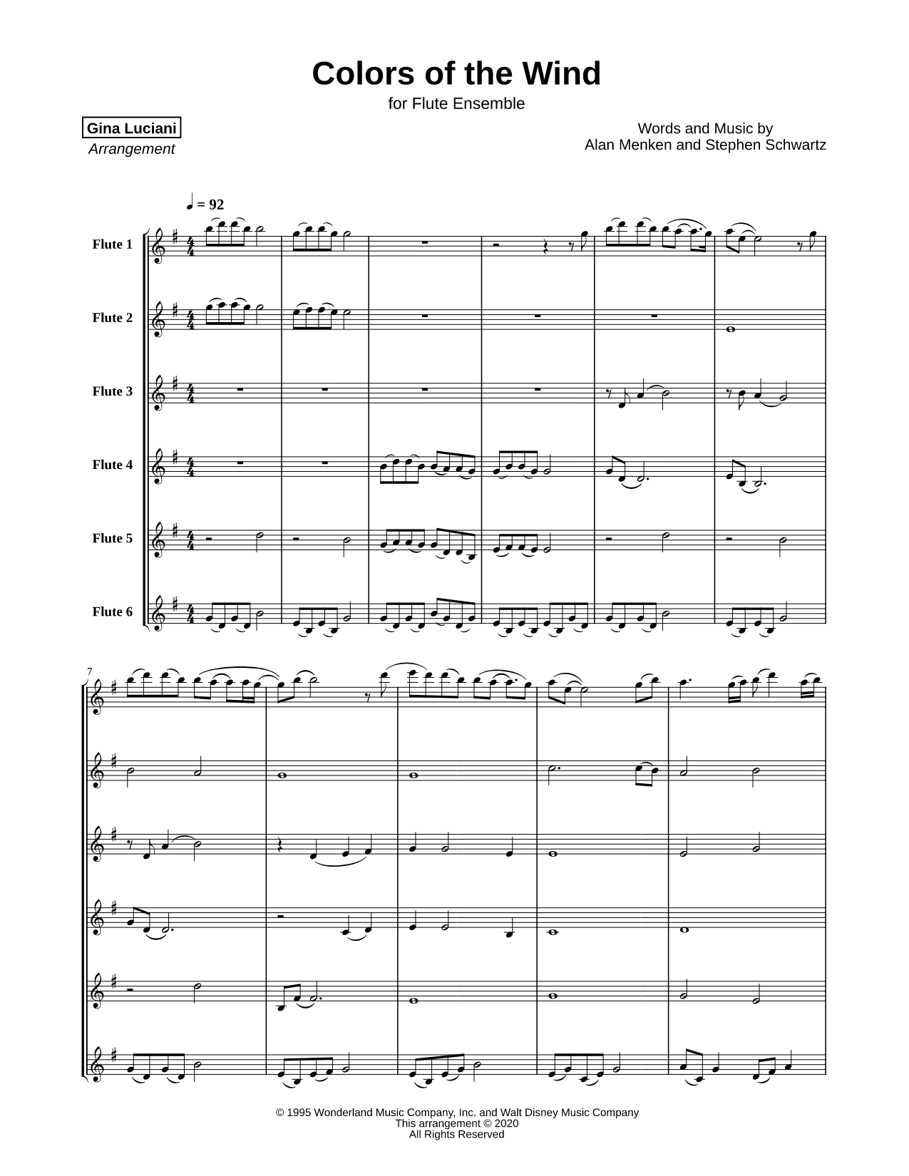 Colors of the Wind - Flute Ensemble