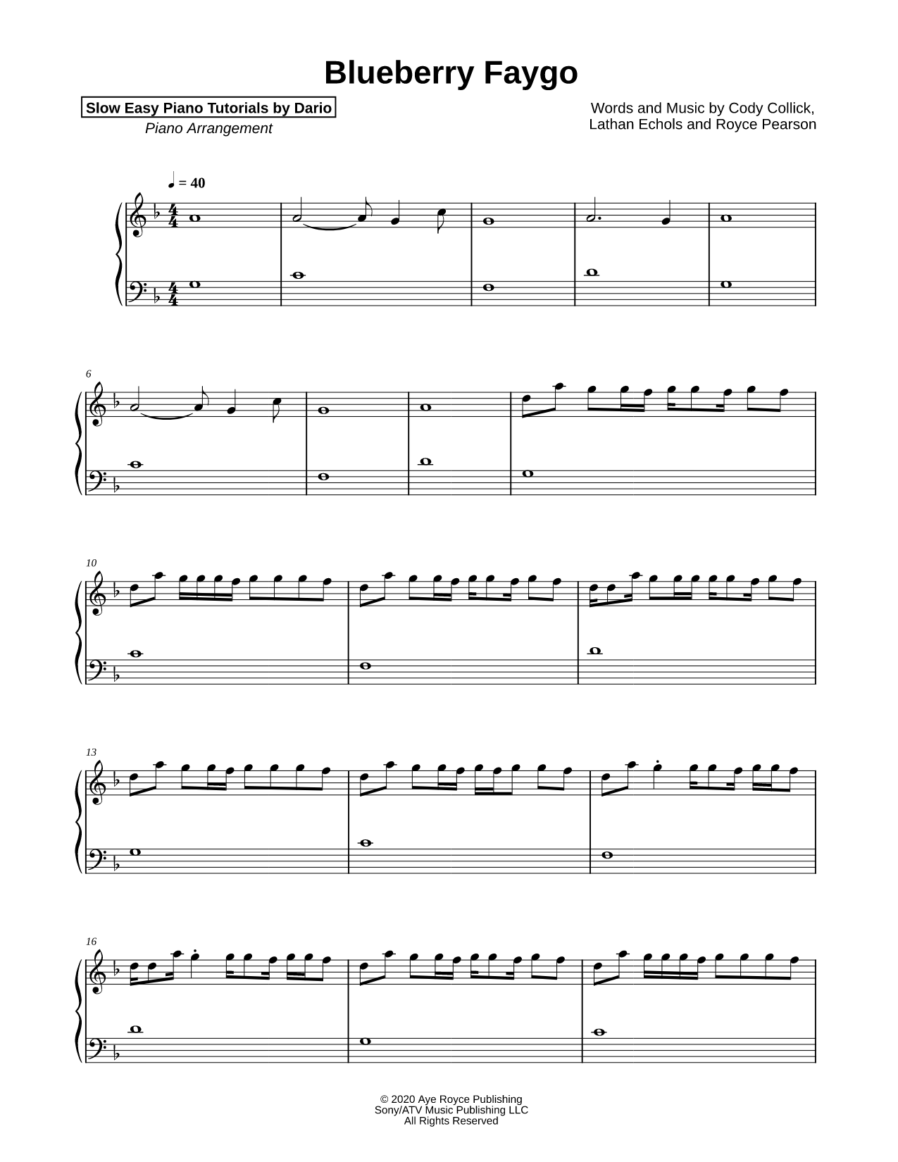 Blueberry Faygo [Slow Easy Piano Tutorial]