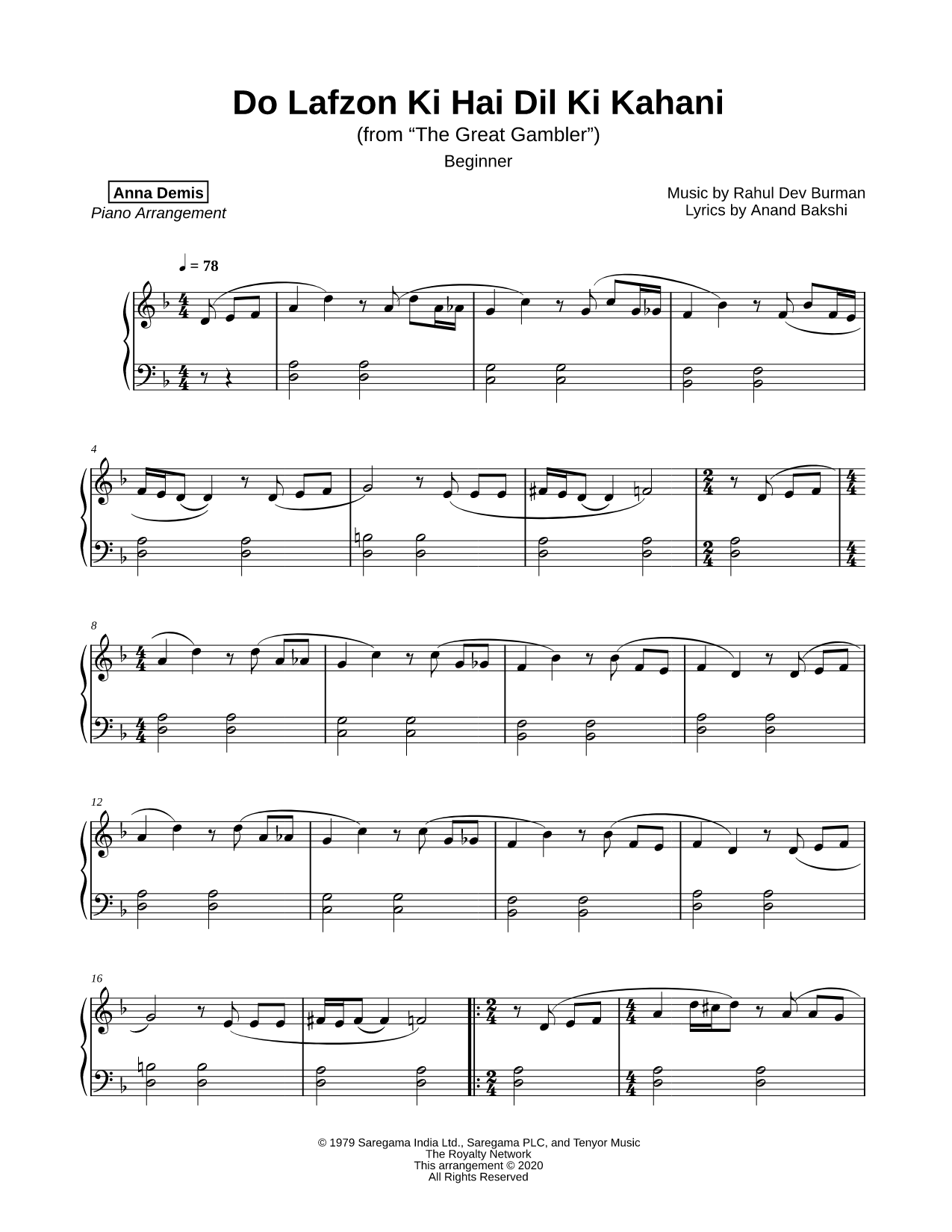 Do Lafzon Ki Hai Dil Ki Kahani [beginner]