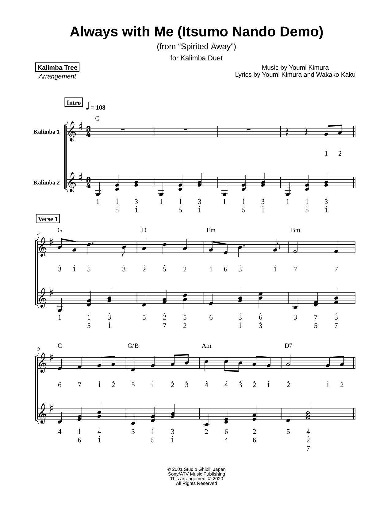 Always With Me (Itsumo Nando Demo) - Kalimba Duet