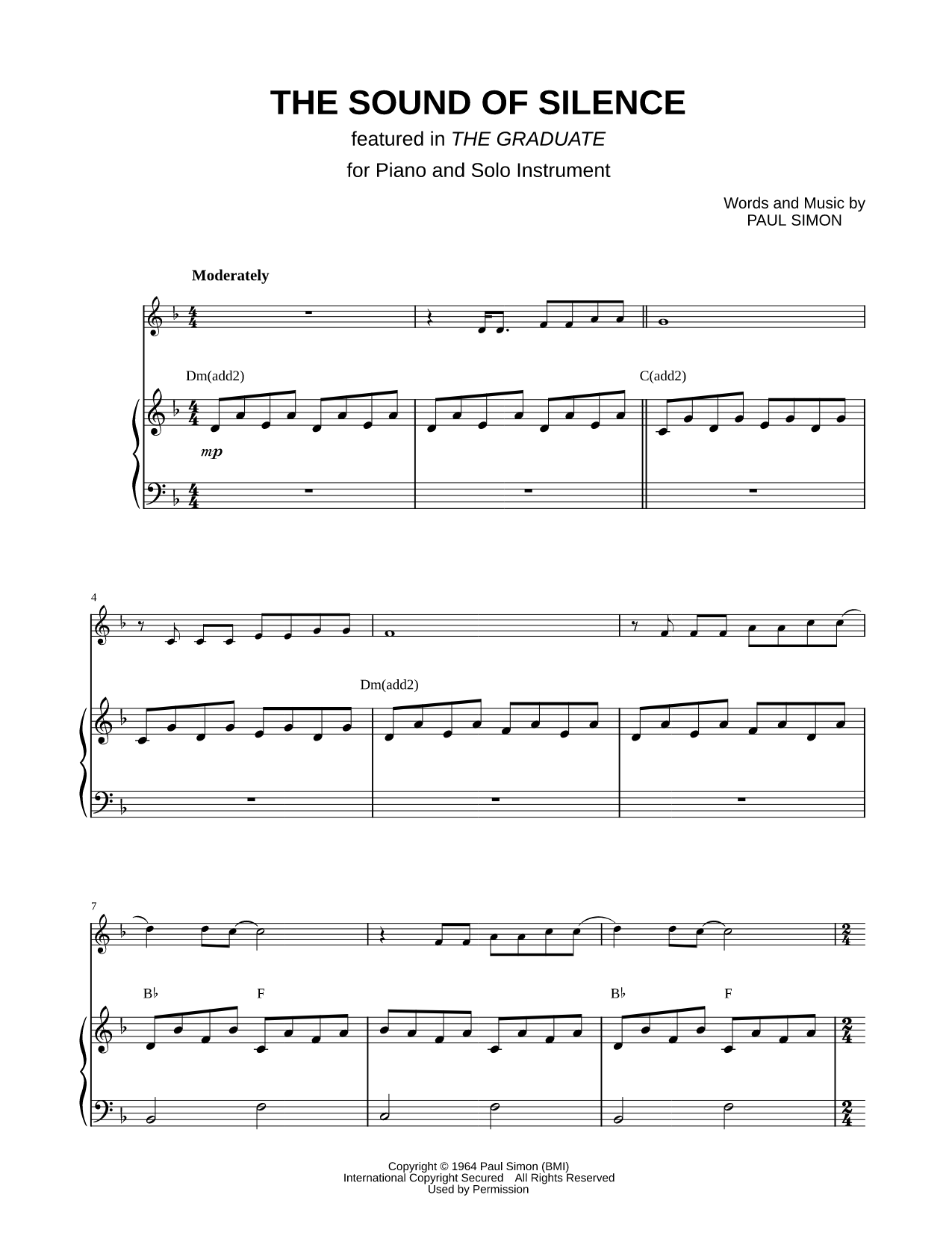 The Sound of Silence - Piano Accompaniment