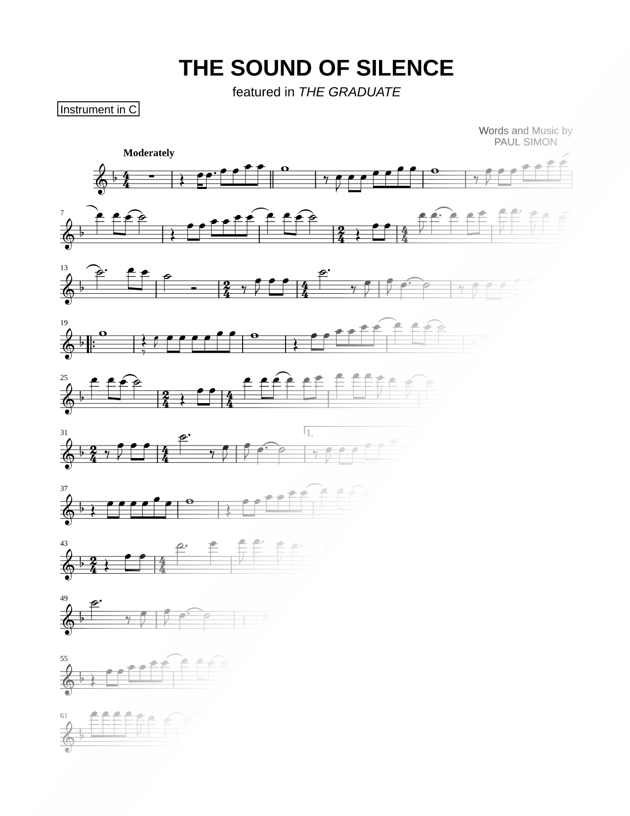 The Sound of Silence - C Instrument