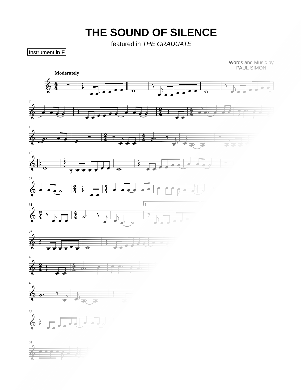 The Sound of Silence - F Instrument