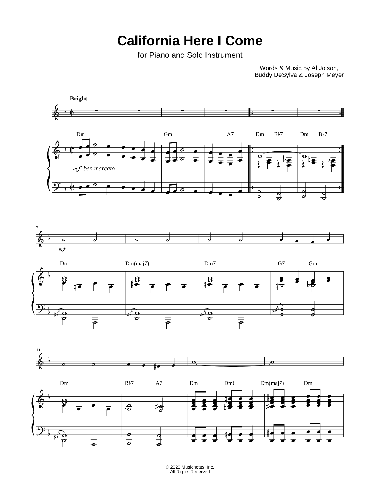 California, Here I Come - Piano Accompaniment