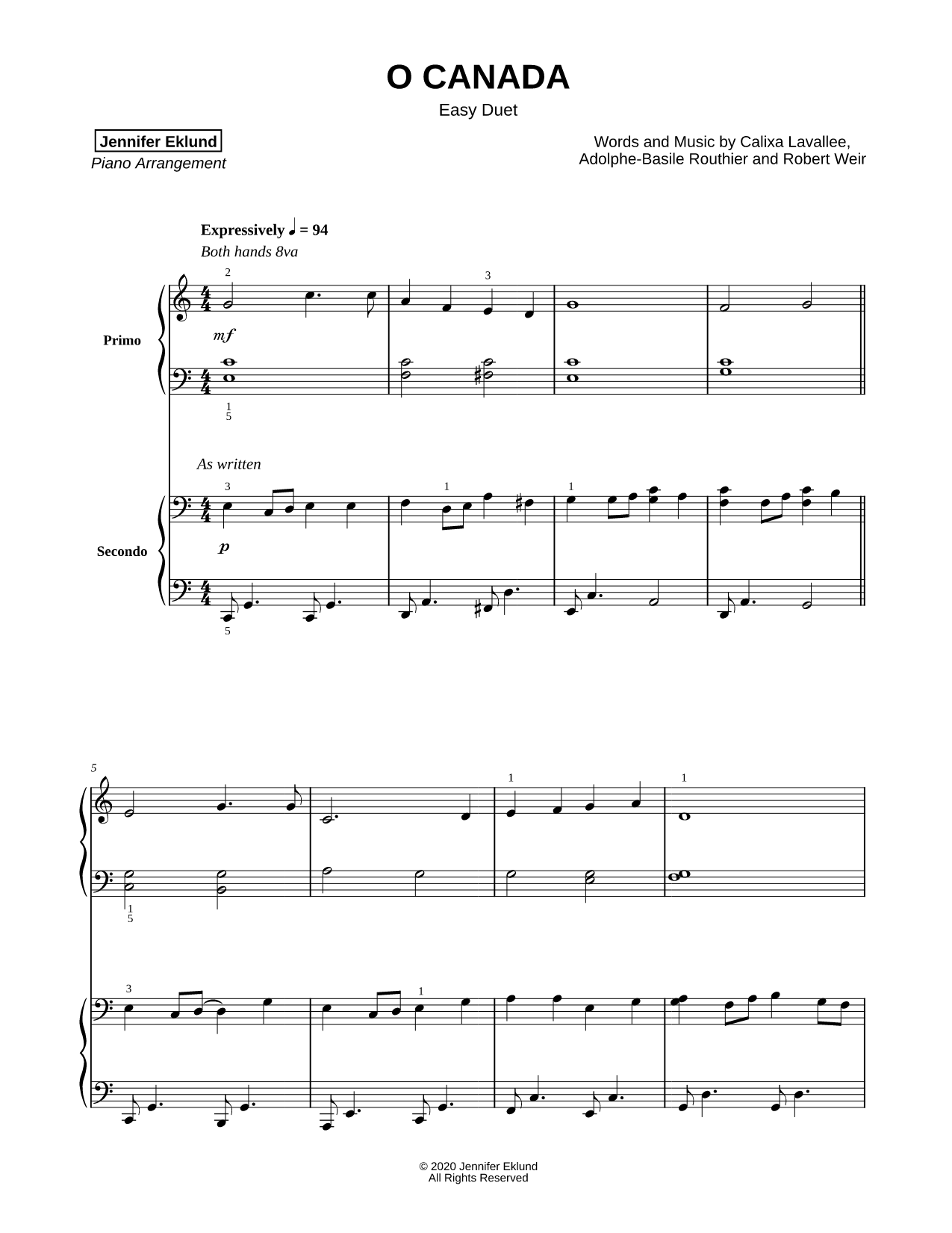 O Canada [easy duet]